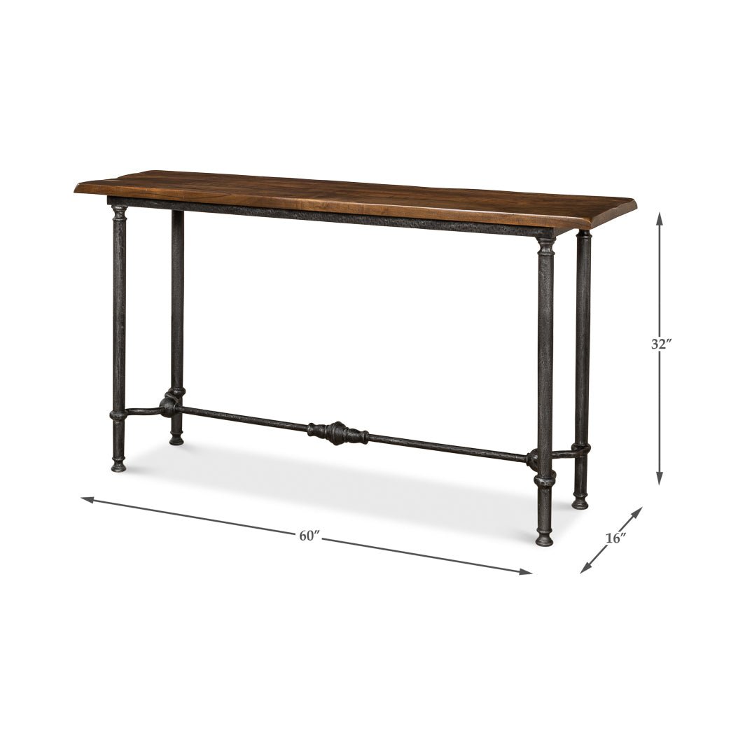 French modern industrial console, dimensions specified