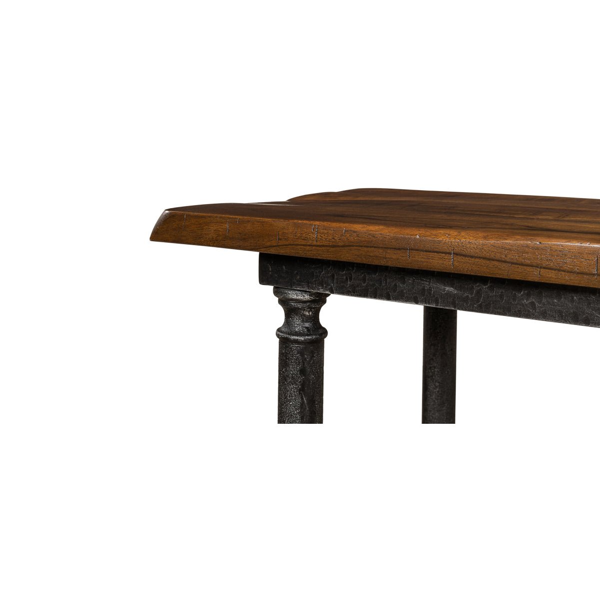 French modern industrial console, edge and leg detail