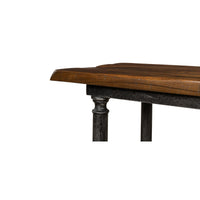 French modern industrial console, edge and leg detail