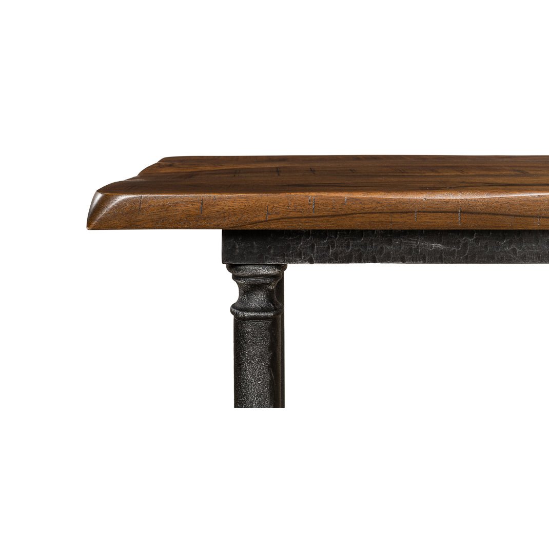 French modern industrial console, corner and leg detail