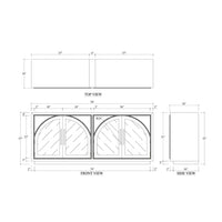 Sideboard dimensions illustration, modern industrial design.