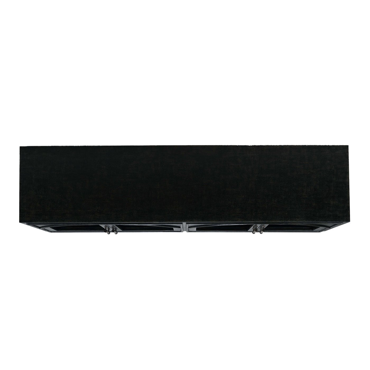 Top view of sleek industrial sideboard, rectangular shape.