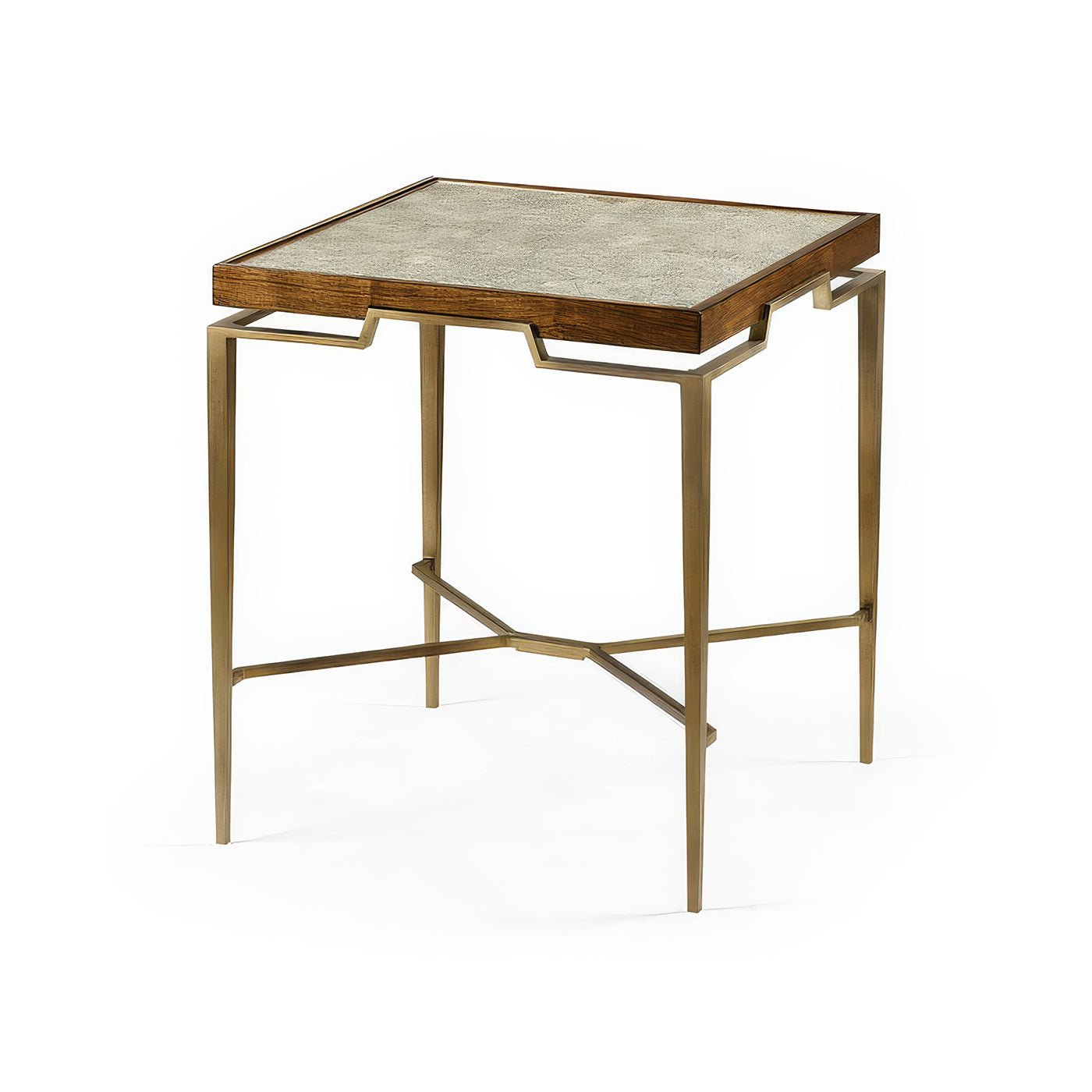 French modern square end table with metal legs