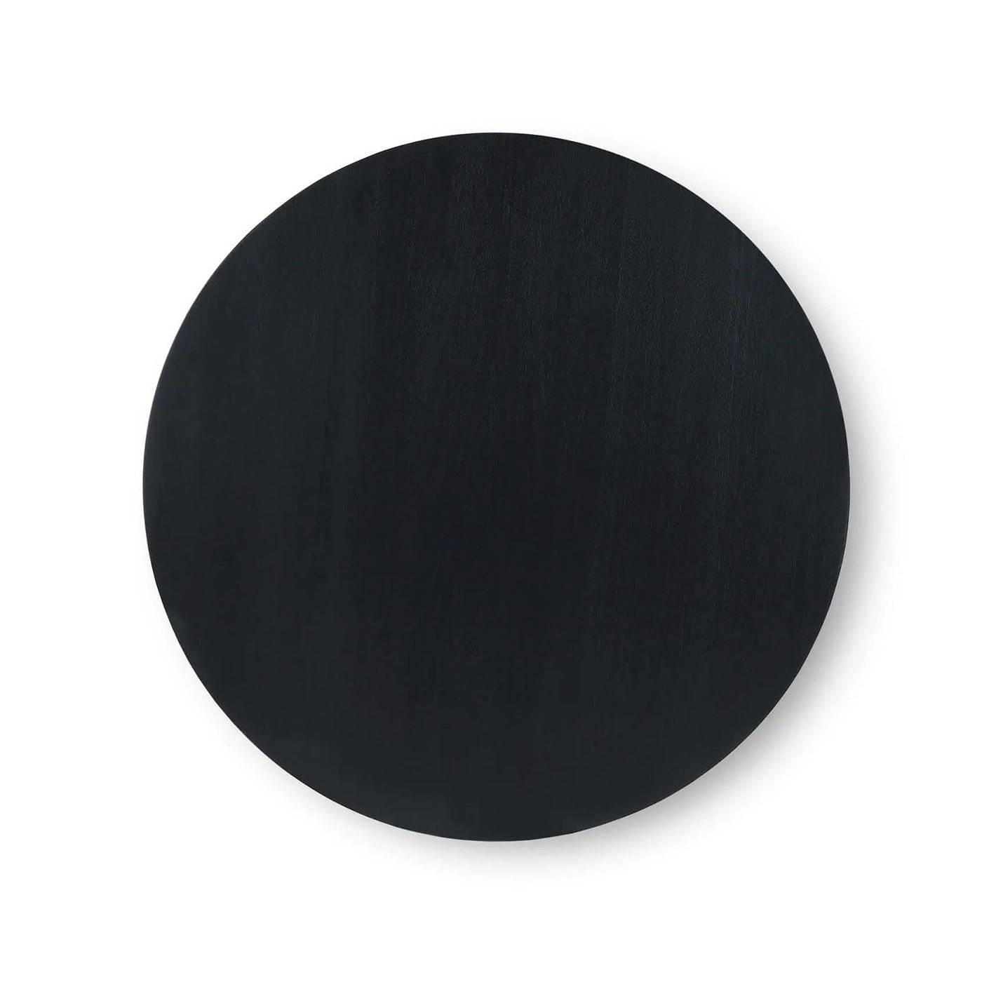 Top view of round black tulip coffee table.