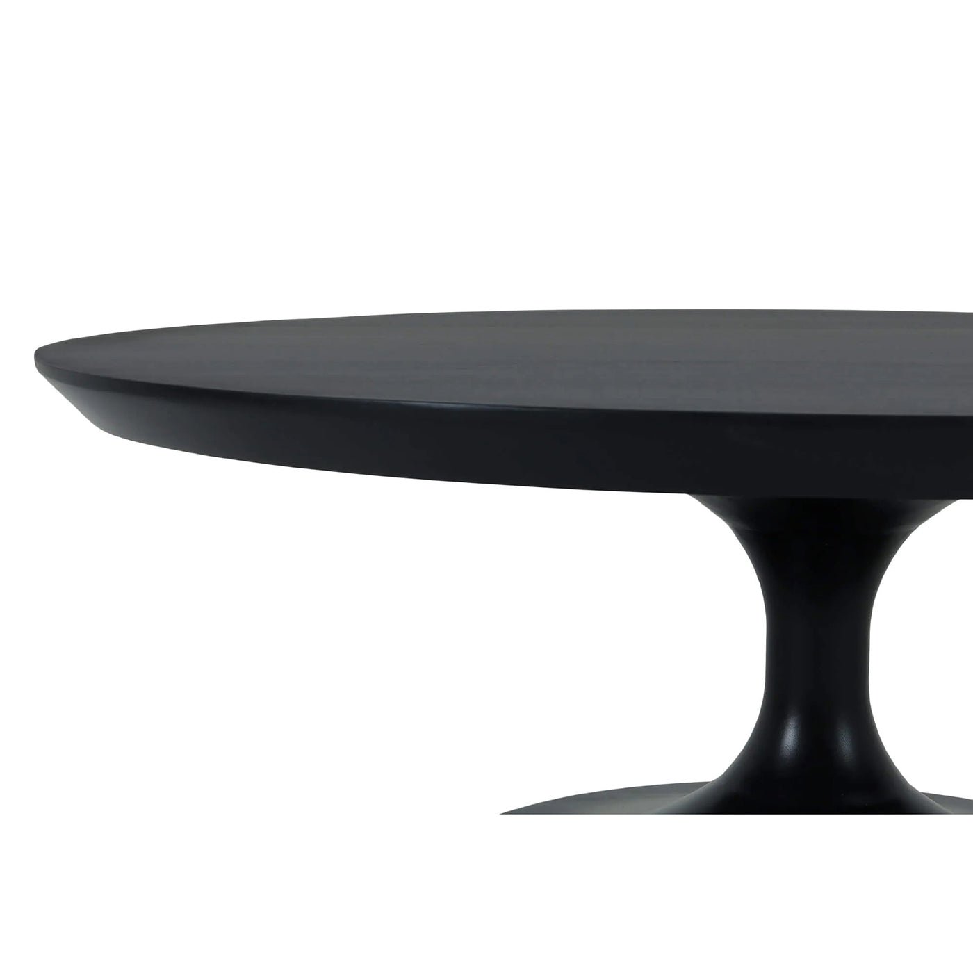 Close-up of tulip table's top and pedestal base.