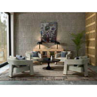 Living room with tulip coffee table and chairs.