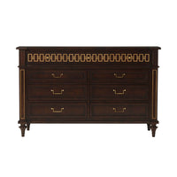 Front view of French Neo Classic dresser with drawers.