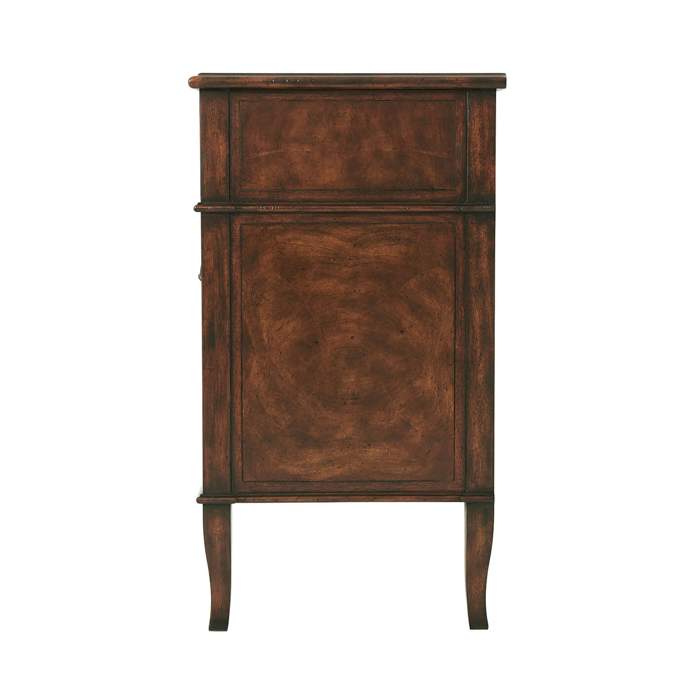 Side view of French Neoclassic dresser showing wood finish.