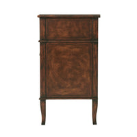 Side view of French Neoclassic dresser showing wood finish.