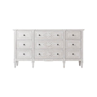 Full front view French painted antique style dresser.