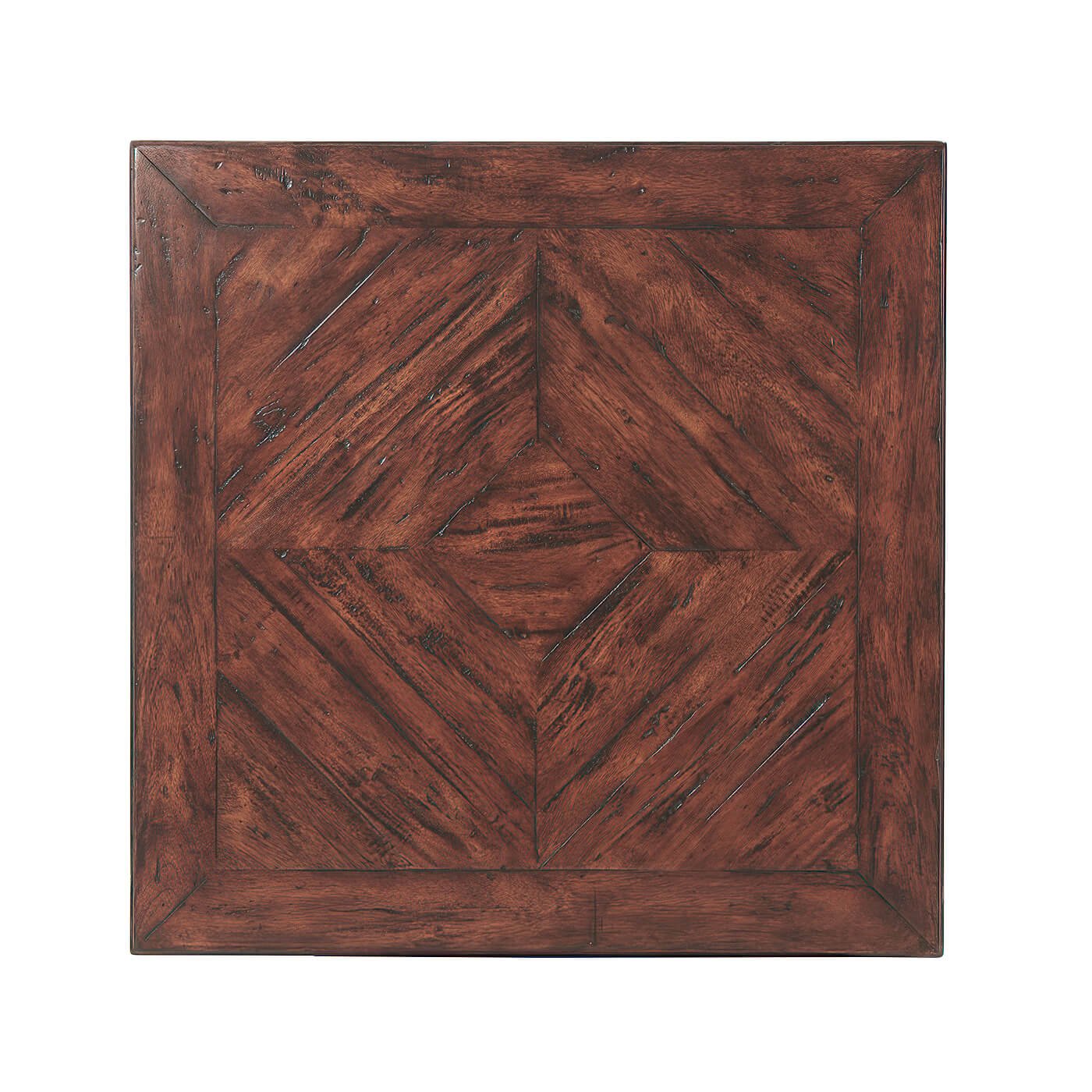 Top view of French Provincial antiqued end table surface.