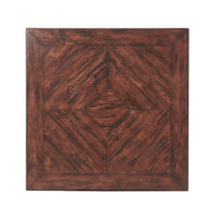 Top view of French Provincial antiqued end table surface.