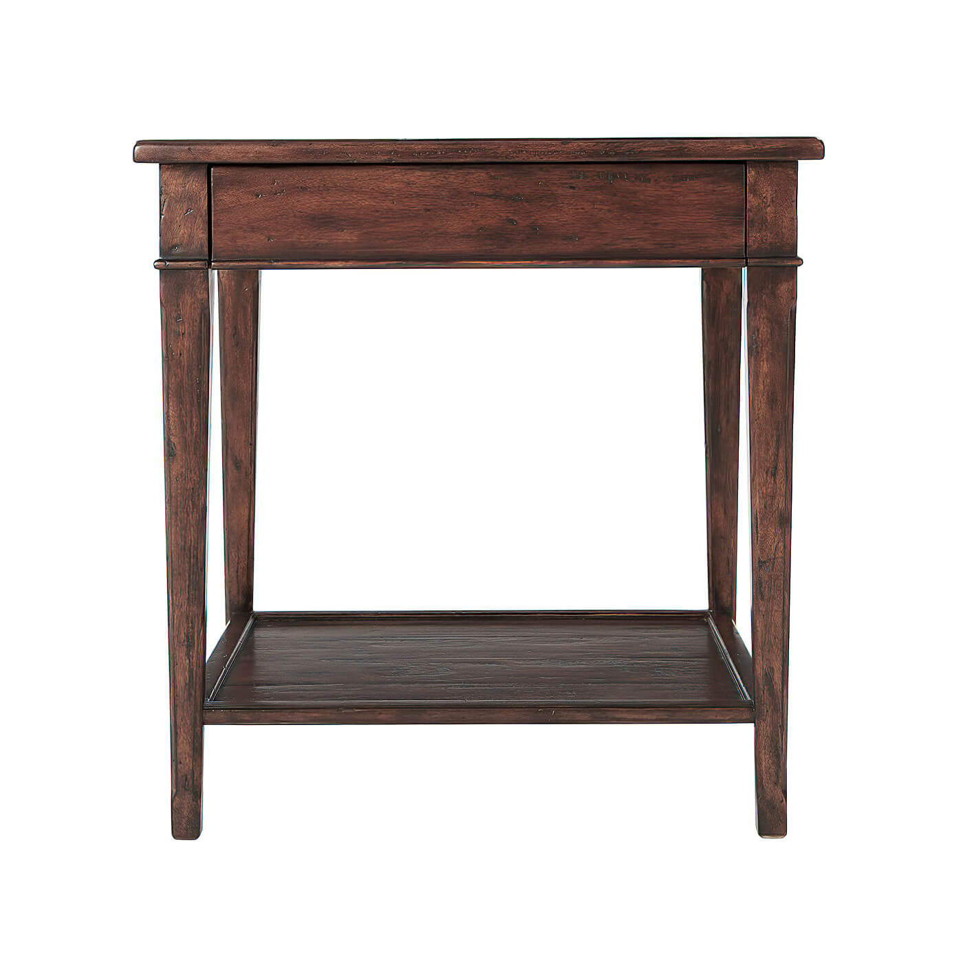 Front view of French Provincial antiqued end table.