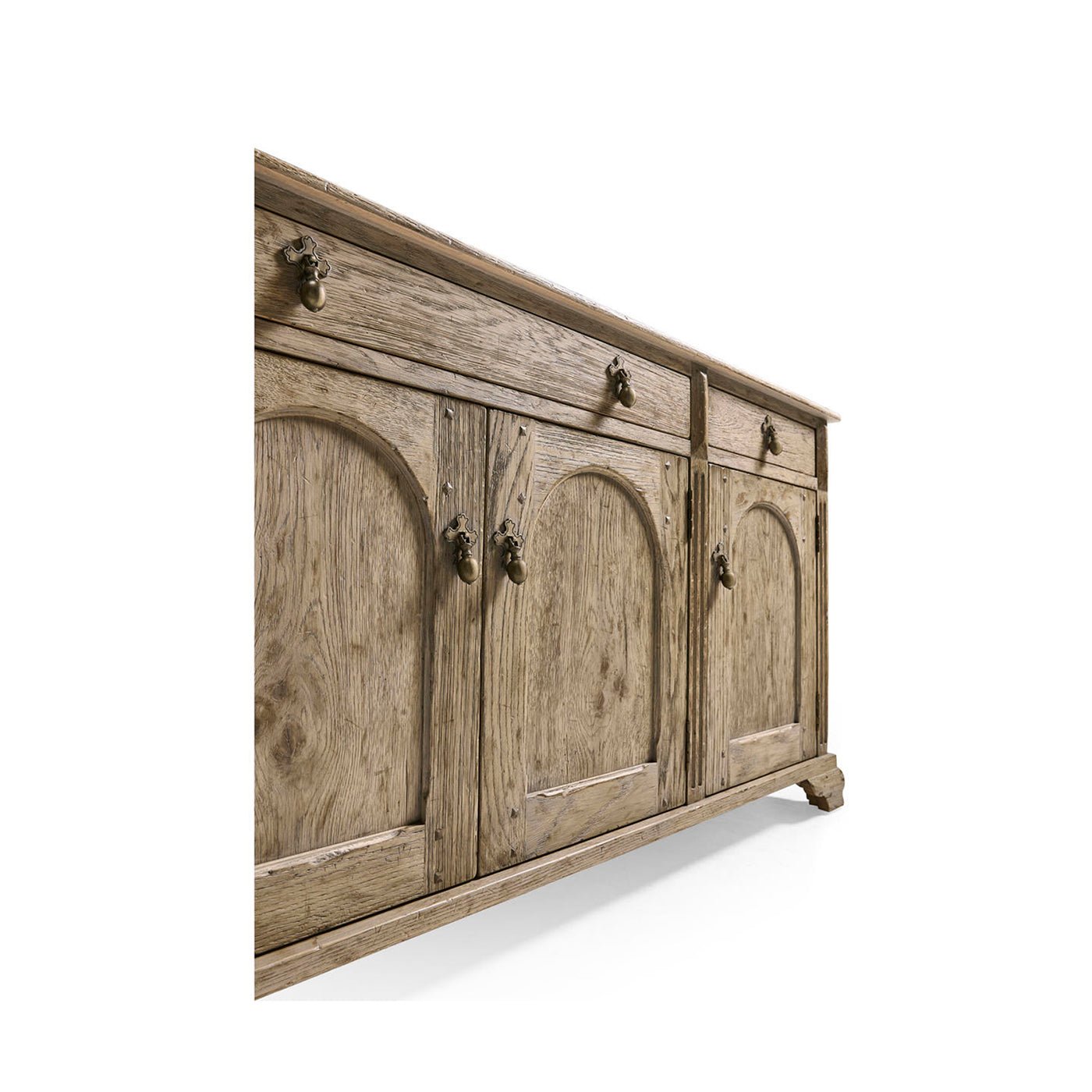 Close side angle of sideboard doors and drawers.