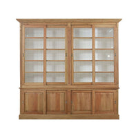 French Provincial bookcase front view with sliding doors.