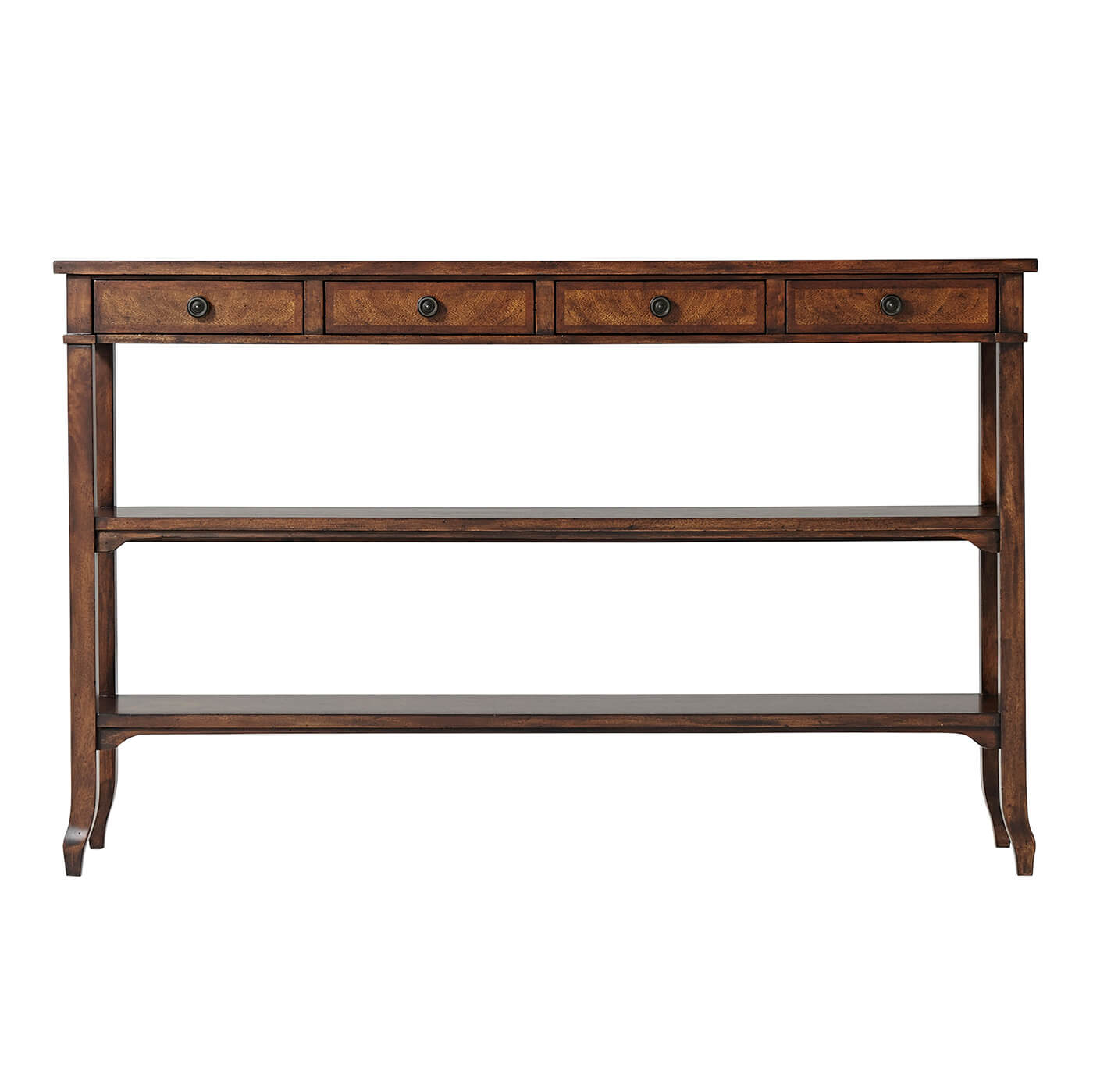 Console table with drawers, front view.