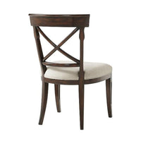 Back view of French Provincial dining chair, wooden frame.