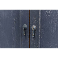 Close-up of door handles on chateau credenza.