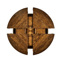 Fully extended round dining table from above.