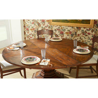 Dining room set up with round dining table.