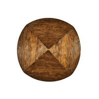 Closed round dining table top view detail.