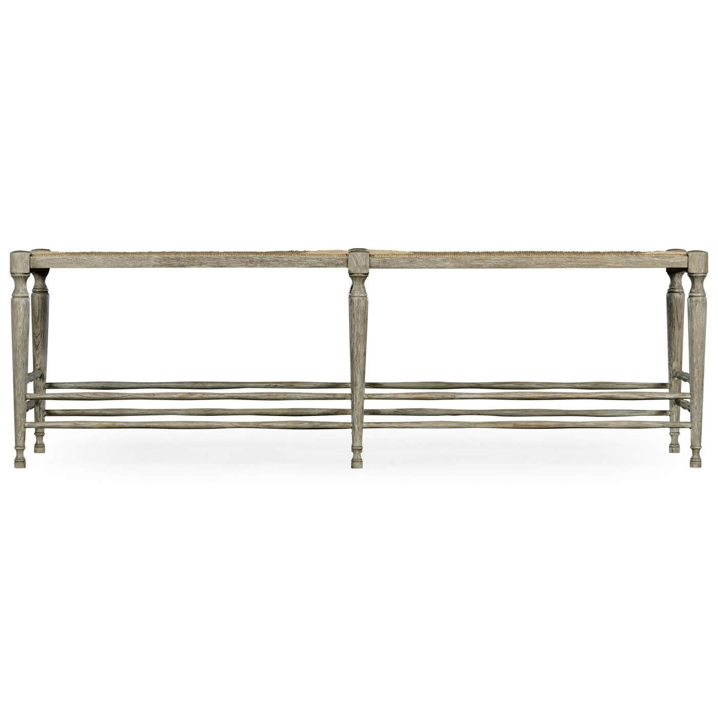 French Provincial bench front view with detailed legs.