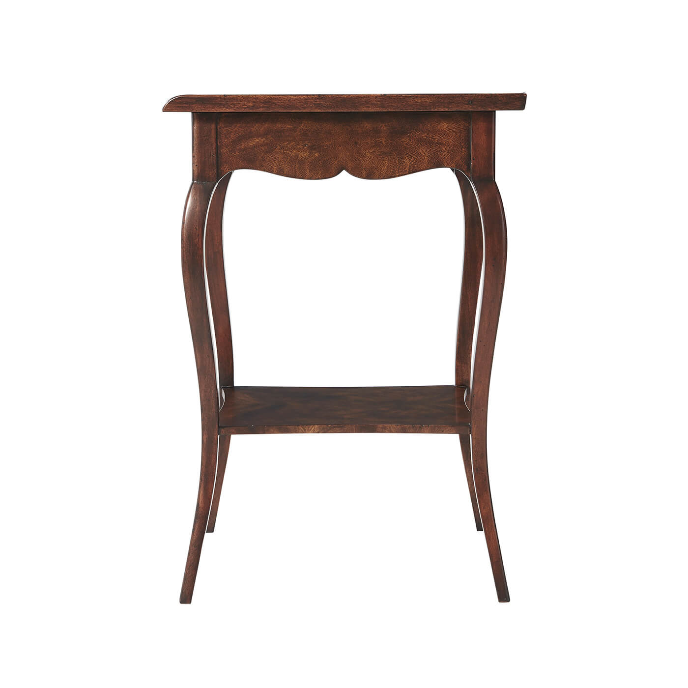 French Provincial inlaid end table, side view