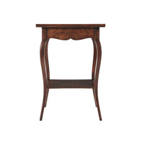 French Provincial inlaid end table, back view