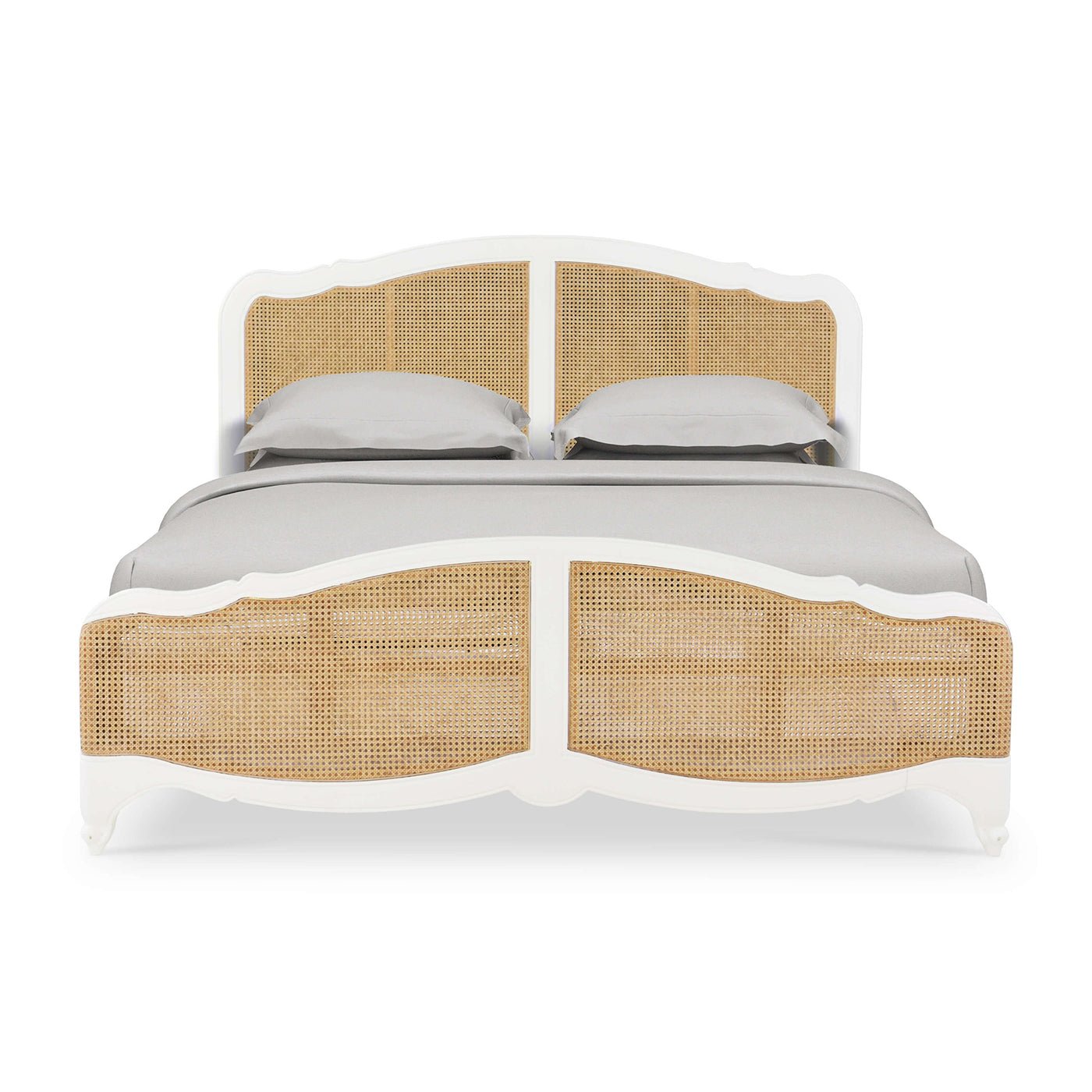 French Provincial King Bed direct front view detailed design.