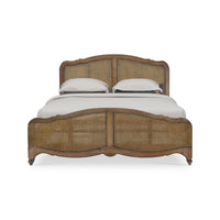 Front view of French Provincial king bed, straw wash.