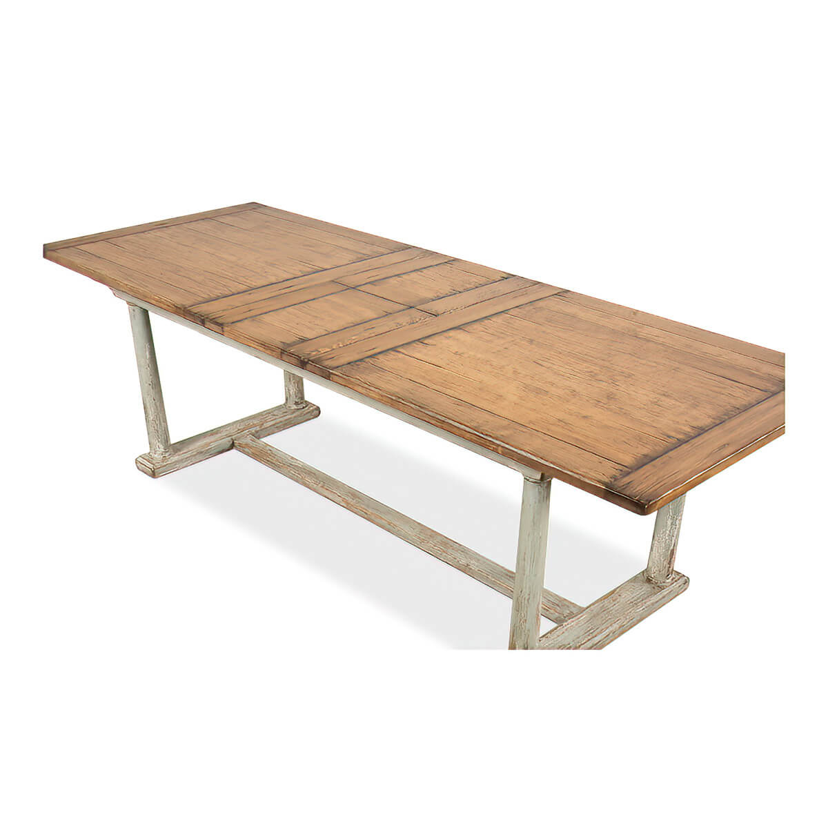 Top view of dining table extended and closed.