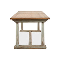 End view of rustic extension dining table.