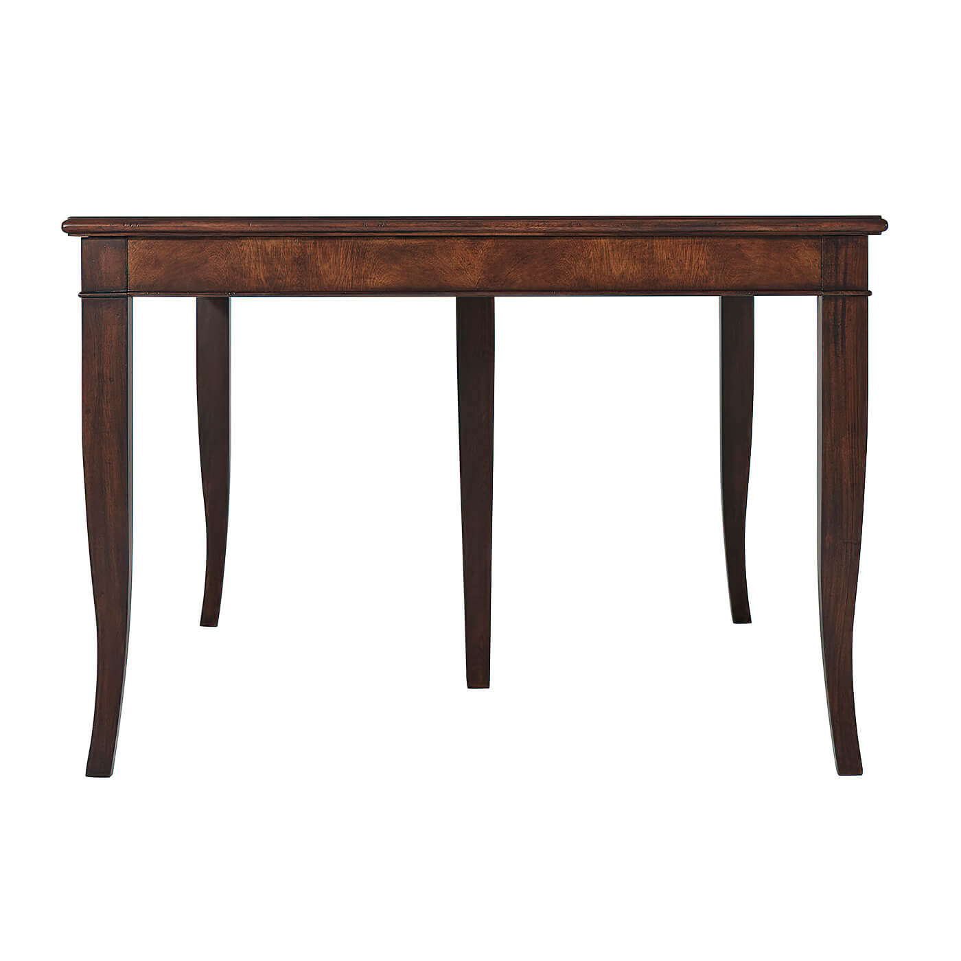 Non-extended dining table side view, with leg details.