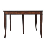Non-extended dining table side view, with leg details.