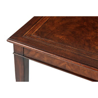 Detailed shot of dining table corner, emphasizing craftsmanship.