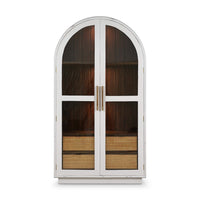 French Provincial display cabinet, front view, flat doors closed.