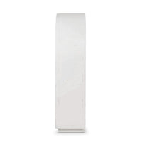 Side view of arched white display cabinet.