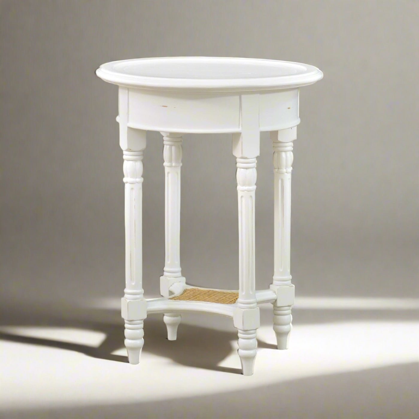French provincial style round end table.