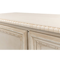French Provincial side cabinet, close-up of door trim.