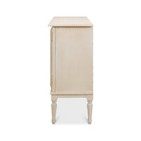 French Provincial side cabinet, side profile view.