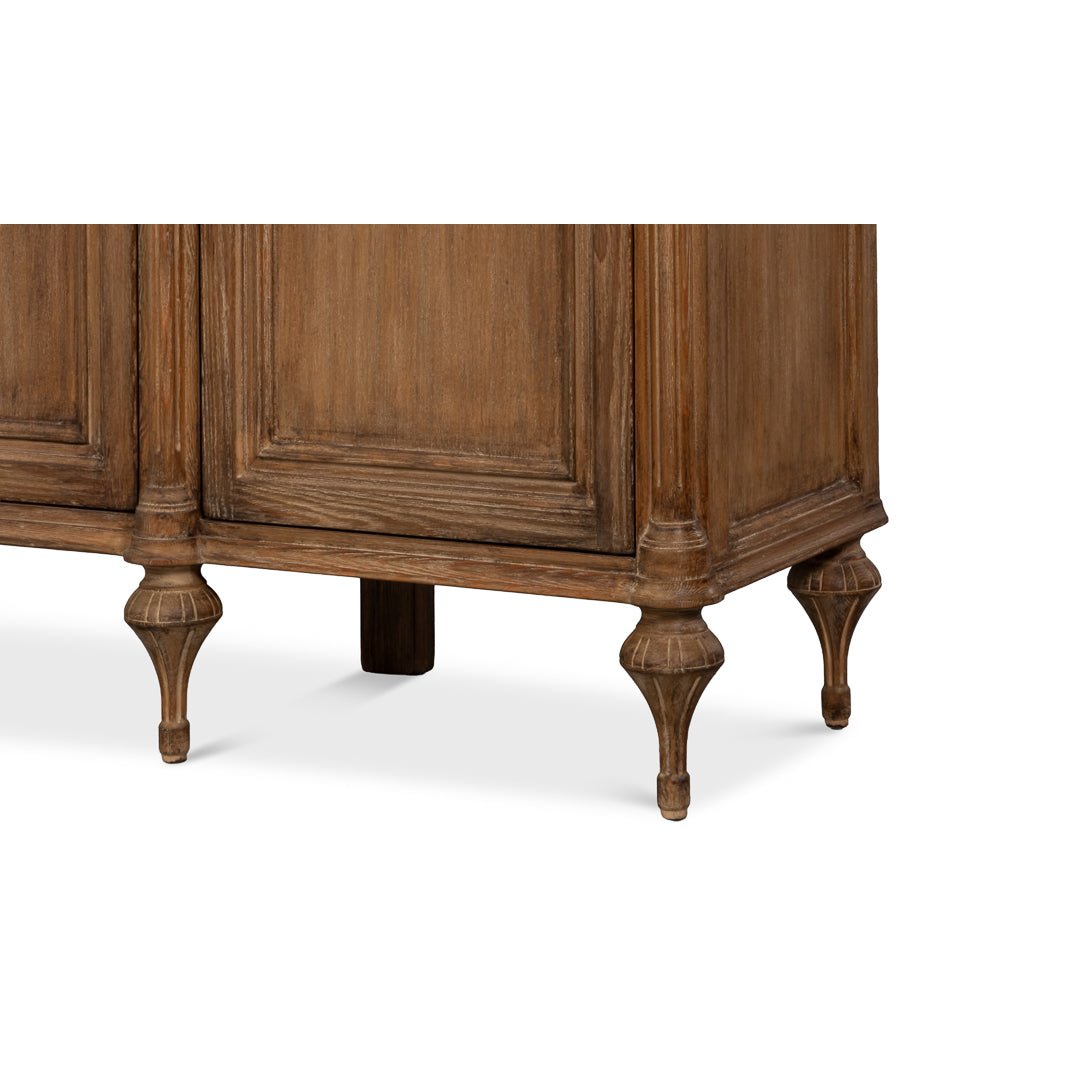 Sideboard leg detail, showing craftsmanship and design.