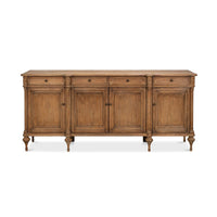 French Provincial pine buffet sideboard, front view.
