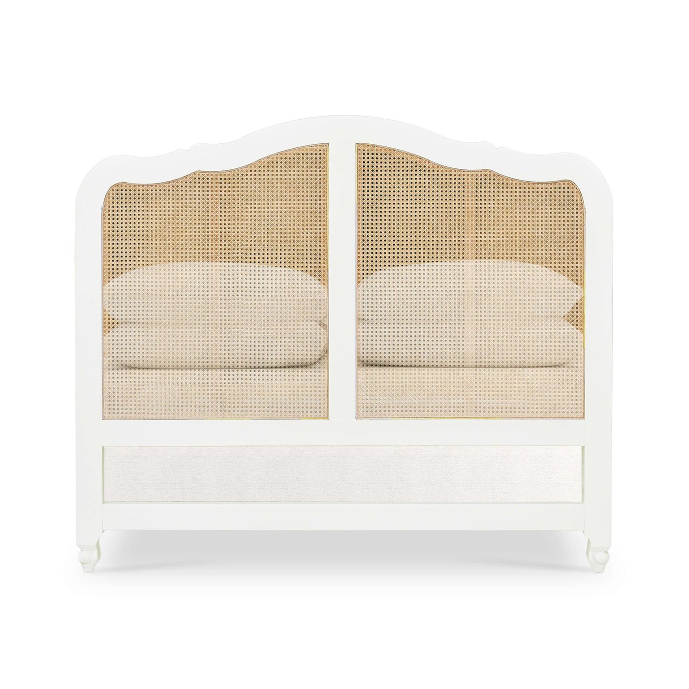 Back view of French Provincial queen bed.