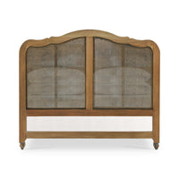 Back view of French provincial queen bed, straw finish.