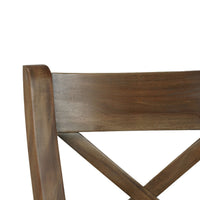 Rustic counter stool, close-up of wooden cross-back