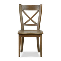 Rustic dining chair front view with elegant wood finish.