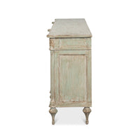 Side profile of French Provincial buffet sideboard.