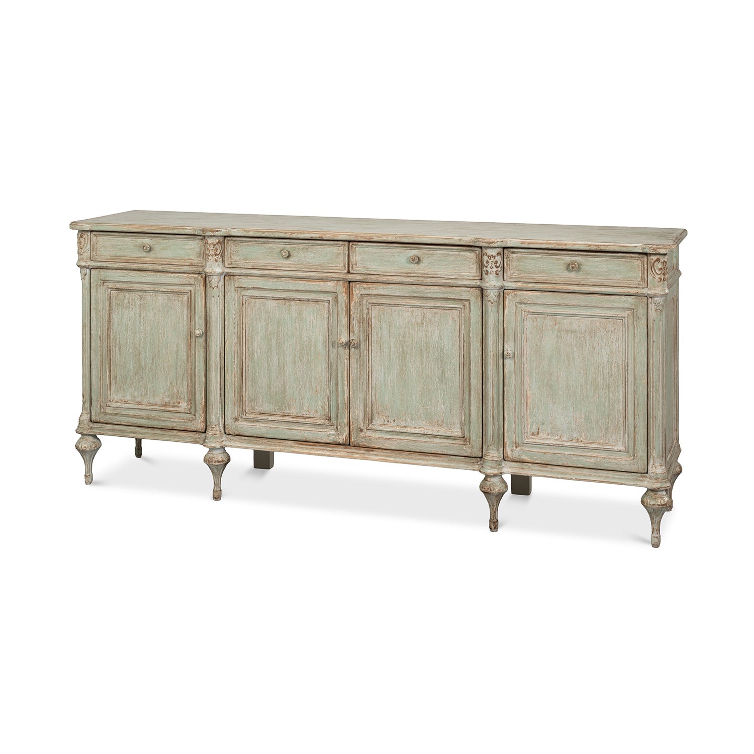 Angled view of French Provincial buffet sideboard.