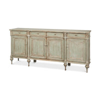 Angled view of French Provincial buffet sideboard.