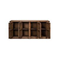 Interior shelves of French Provincial sideboard with open doors.